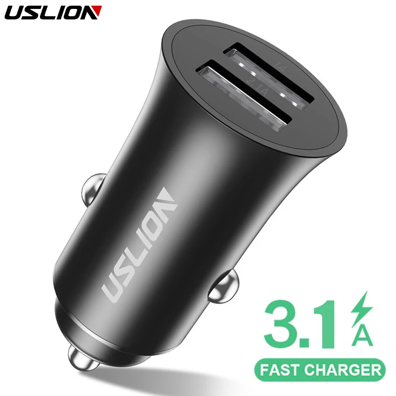 USLION 3.1A 5V зарядное устройство для автомобиля с двумя портами USB Samsung S9 S8 Plus Note 9 8 Xiaomi