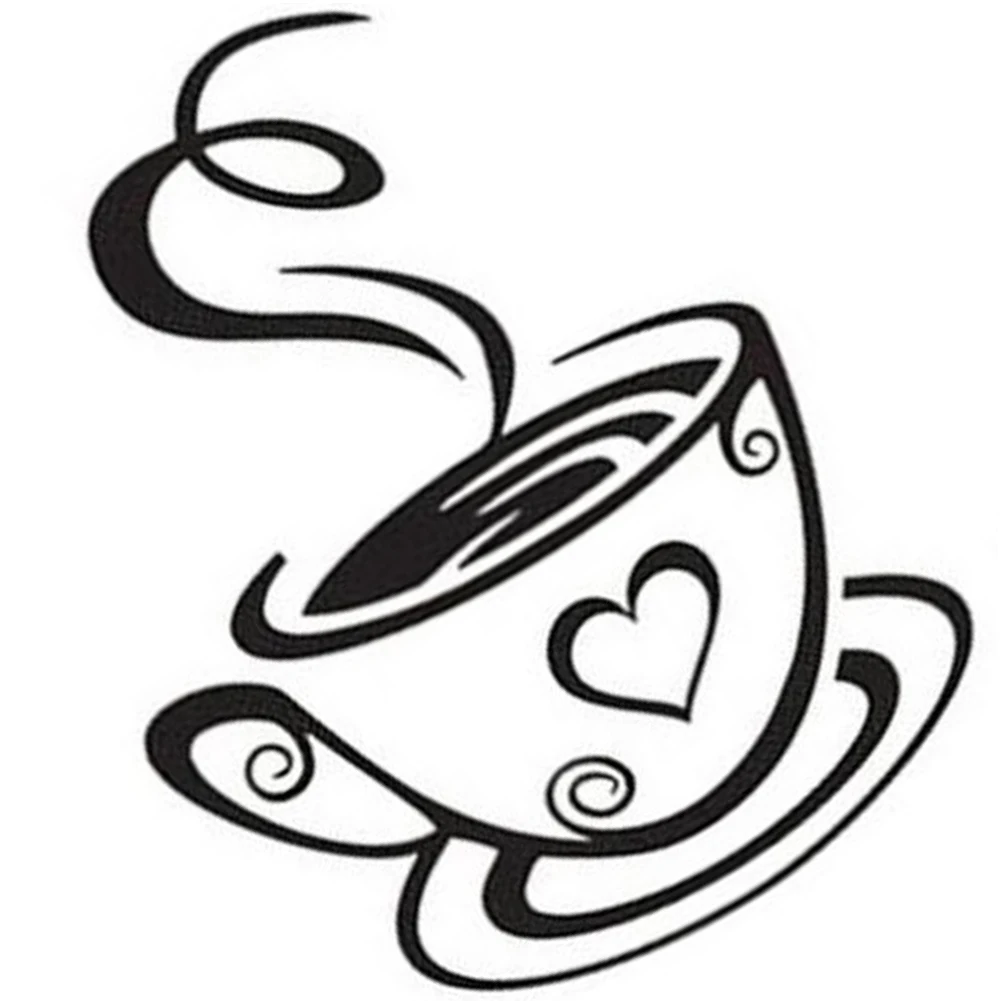 

AFBC Black Coffee Cups Wall Art Stickers PVC Coffee Sticker Decal Decoration for Kitchen Cafe Restaurant DIY