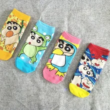 Новые короткие Носки с рисунком животных из мультфильмов, женские милые забавные низкие носки Crayon Shinchan, женские повседневные хлопковые короткие носки, тонкие летние носки