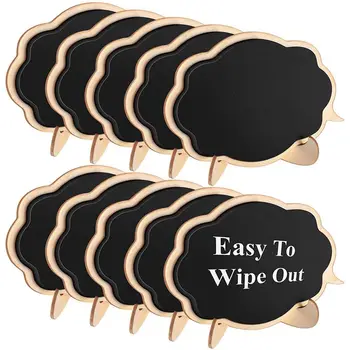 

Mini Thicker Black Chalkboards Signs Easy to Wipe Out,10 PCS Wood Small Messag Board Signs Place Cards for Weddings,Parties,Ta
