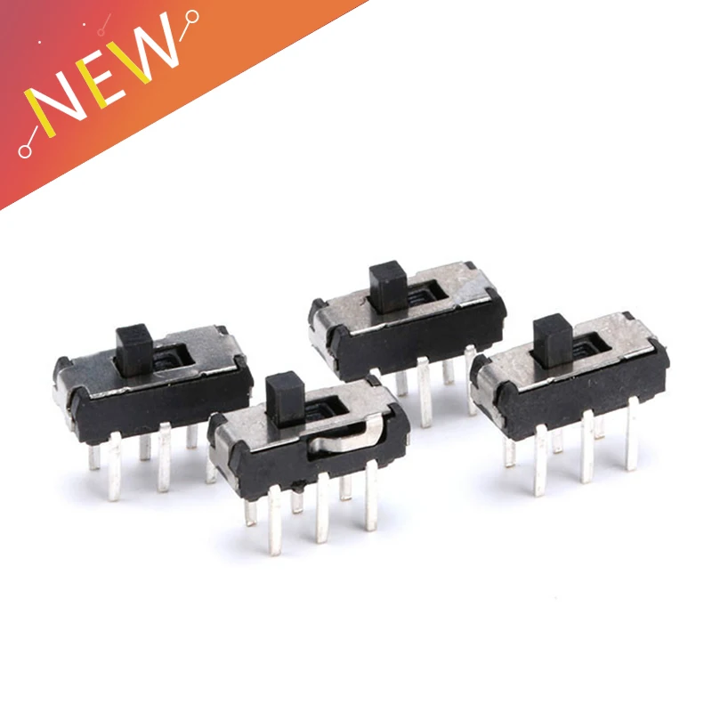 

20PCS/Lot 6 Pin Slide Switch 2 Position Toggle Switch For PCB DPDT Vertical Switch Lever Switchs
