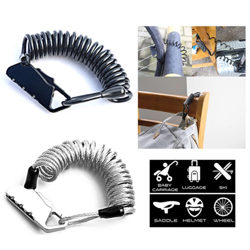 Mini Bike Lock 1400mm Fold Backpack Cycling Helmet Bicycle Cable Lock 3