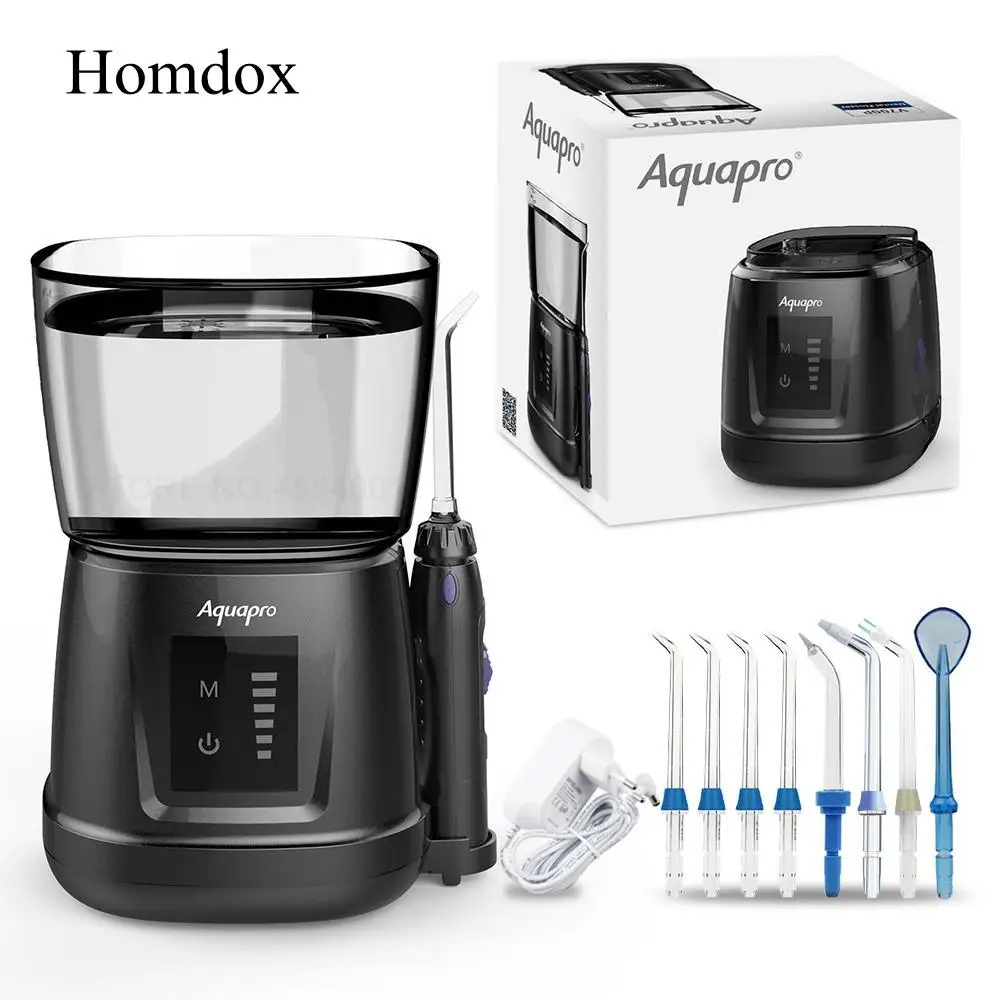 

Aquapro V700P LED Display Dental Water Flosser 8 Tips Oral Irrigator 1000ml Capacity Traveler Portable Oral Flosser