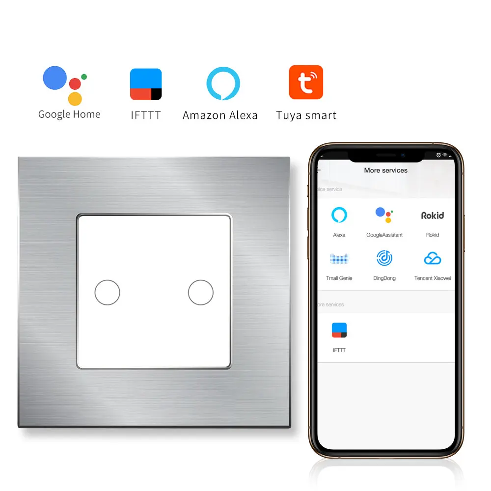 Bingoelec wifi 2 банда 1 способ сенсорный выключатель Умный дом автоматизация алюминиевая рамка настенный переключатель Беспроводное управление через приложение Tuya