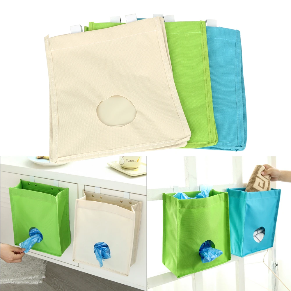 أكسفورد حقيبة تخزين قابلة للحمل منظم مطبخ حامل الحقيبة القمامة رف خزانة شنقا استخراج أكياس قمامة