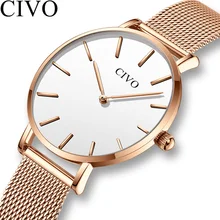 CIVO New Fashion Ladies Watch Luxury Women Watches Ultra Thin Waterproof Stainless Steel Quartz Watch Women Wristwatch Clock crrju new women watches brand fashion ladies fabric wristwatch female waterproof clock femmes horloge ultra slim quartz watch