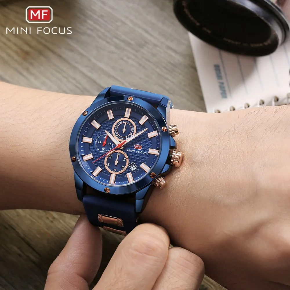 MINIFOCUS Man Watch 2019 Analog Men's Watch Fashion Sports Watches Men Quartz Clock Silicone Milita