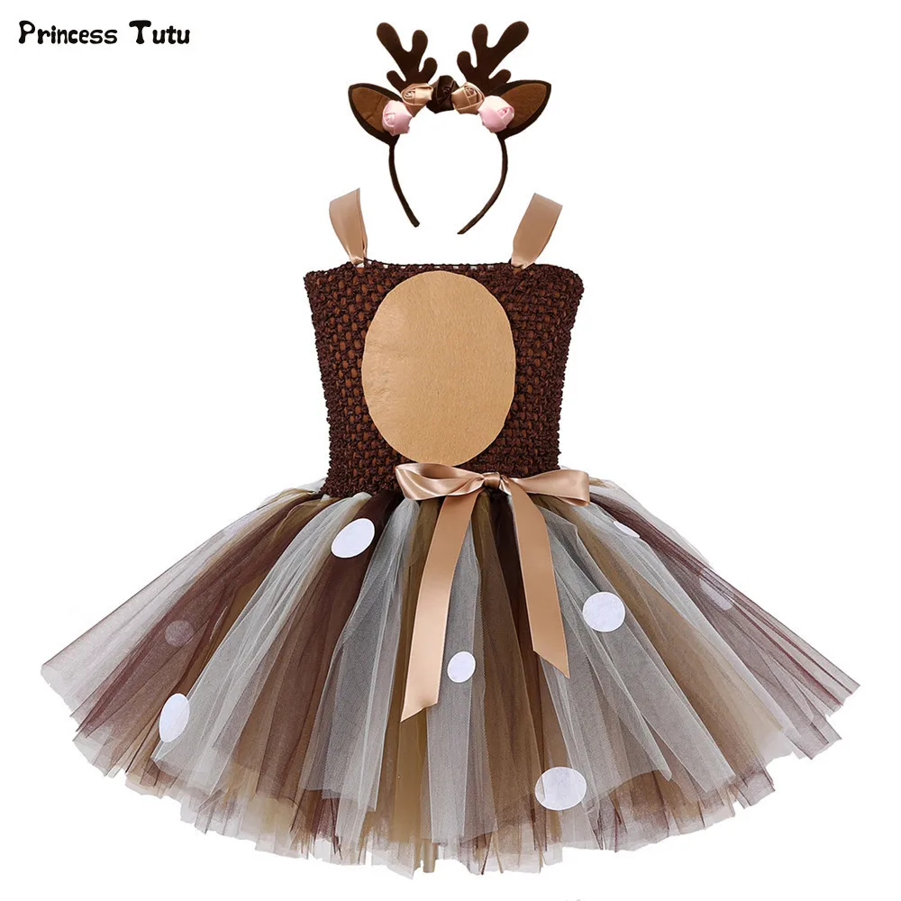 Aliexpress.com : Buy Brown Deer Girls Tutu Dress Halloween Christmas ...