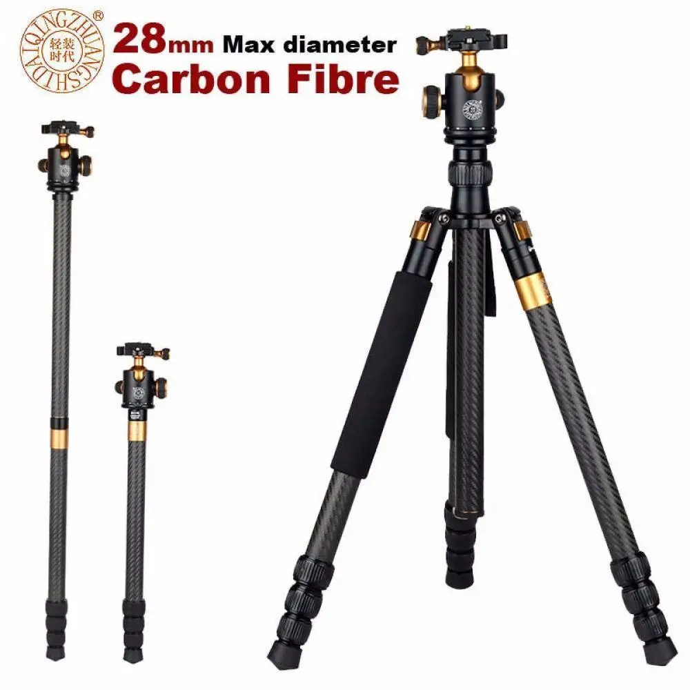 2018 Multi-function Q1088C 2 in 1 Carbon fiber Professional Fiber Tripod Monopod Ball Head Compact Traveling For DSLR |