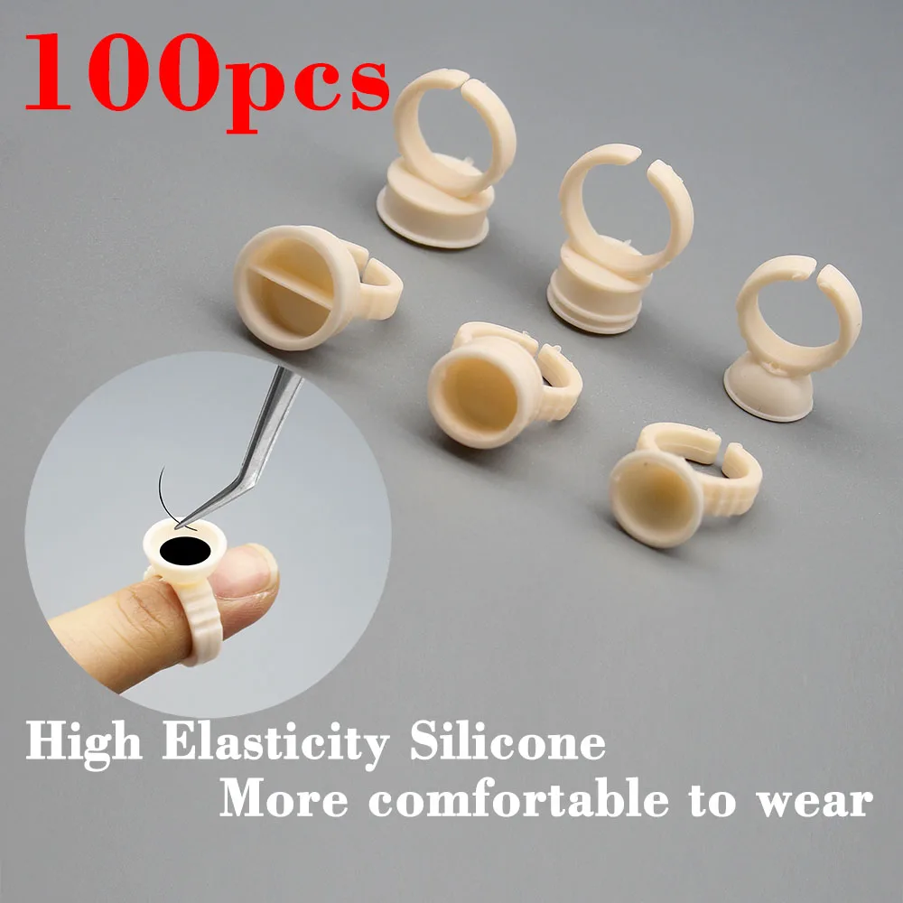 

Kimcci 100pcs Disposable Tattoo Pigment Holder Ring Silicone Palette with Grid Barrier Eyelash Extension Adhesive Glue Holder