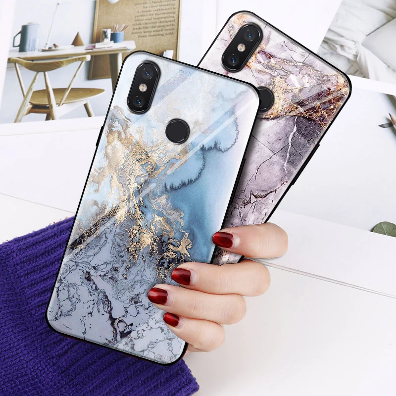 Star Space Marble Tempered Glass Case For Xiaomi Mi Mix 2 2S 3 Max 5S Plus Cases Soft TPU Edge Protection Cover |