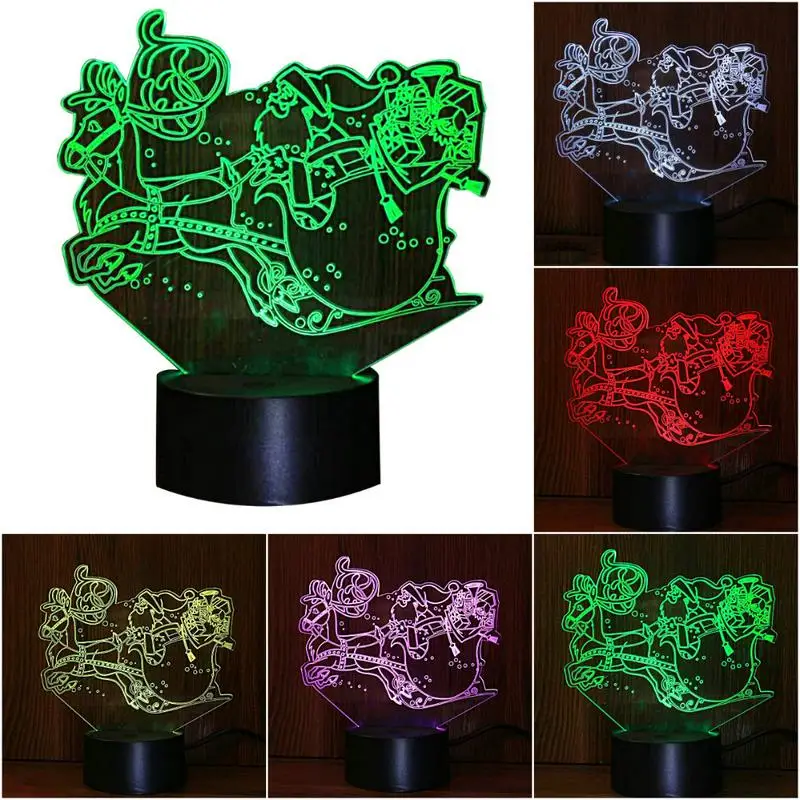 3D Night Lamp Deer Car Colorful LED Night Lamp Deer Snow Car Lamp Gift Home Night Lamp Ub Charging