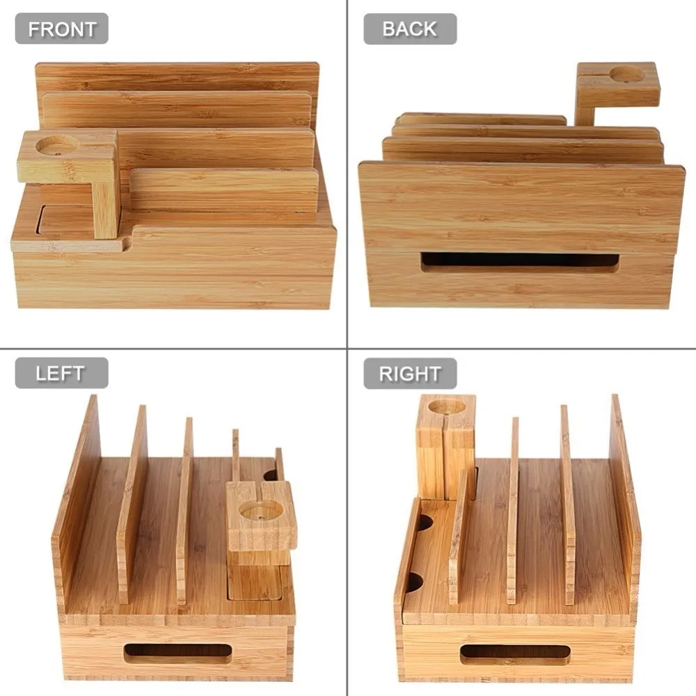 Универсальный держатель для сотового телефона, планшета, ПК, Бамбуковая зарядная док-станция, деревянная подставка для хранения Apple Watch, iPad, iPhone 5, 6, 7, 8 Plus