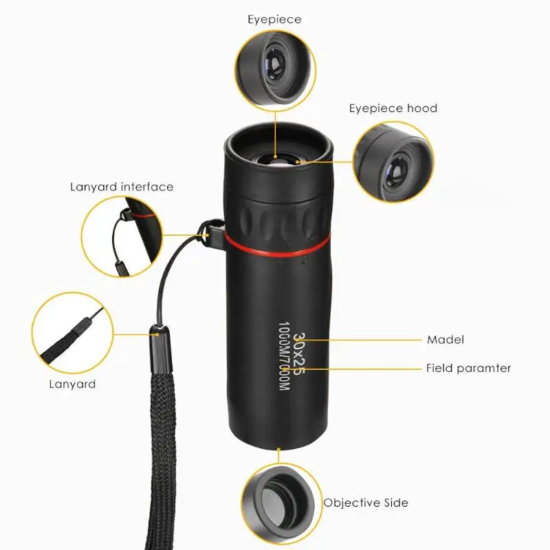 Открытый Монокуляр Телескоп Мини военный портативный зум 7~ 10X прицел 30x25 для путешествий охота ночное видение Водонепроницаемый черный