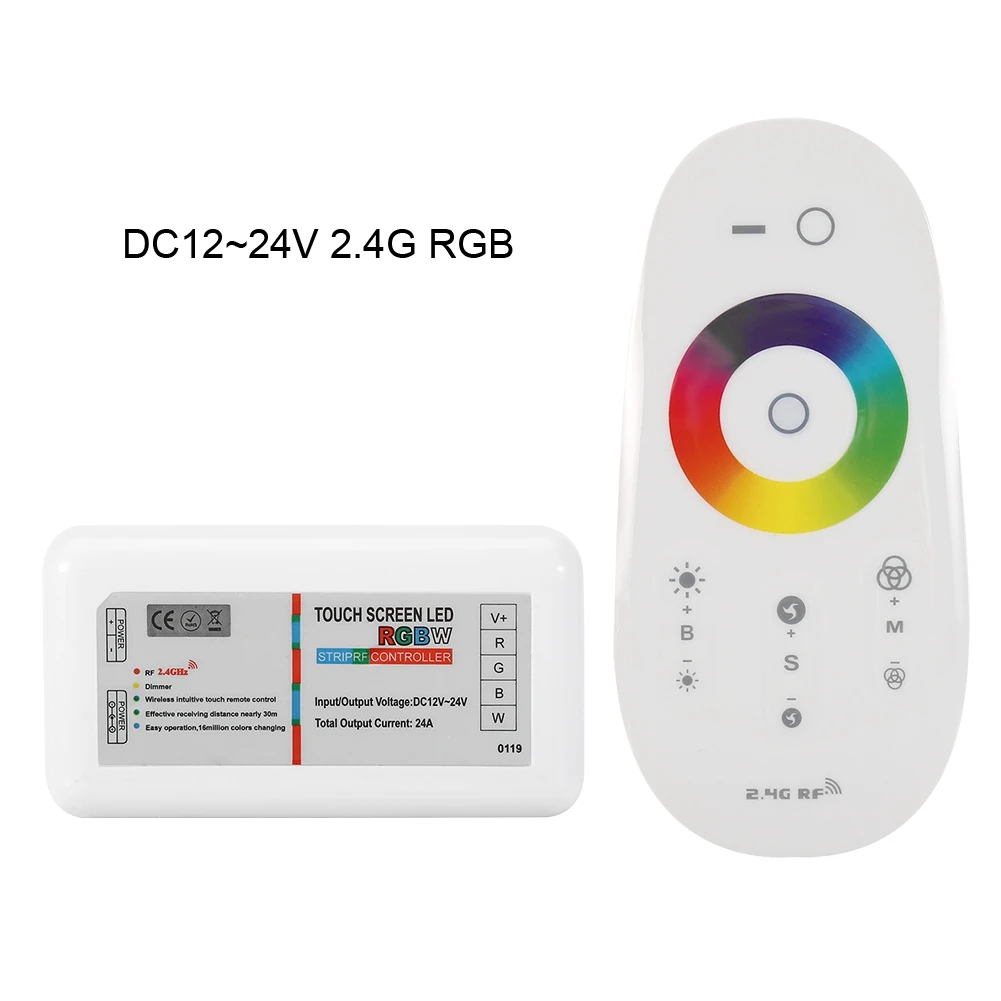 

DC12-24V 2.4G Colorful RGB RGBW LED Light Strip Controller Wireless Remote Control
