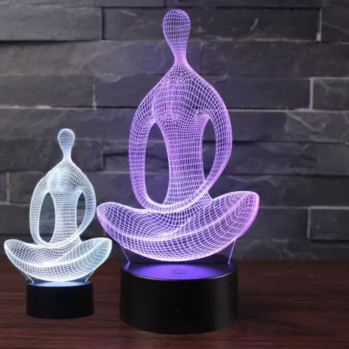 

New Yoga Meditation 3D LED Illusion 7 Color Changing Light Desk USB Lamp Night USB Gadgets