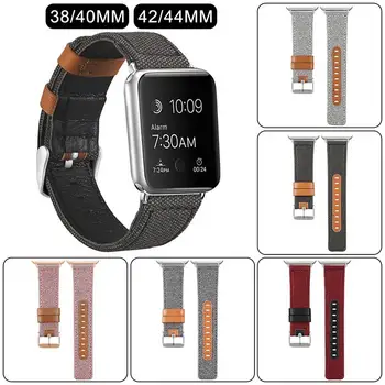 

Classic Fashionable Fabric Genuine Leather Band For IWatch Series 1 2 3 4 Strap Watchband Bracelet