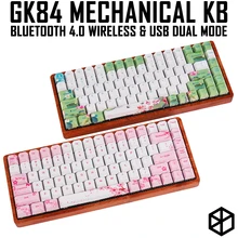 Gk84 механическая клавиатура 75% dye sub keycap Деревянный Пользовательский светильник rgb чернила paintingsakura lotus bluetooth 4,0 USB двойной режим