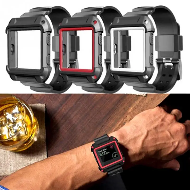 

Women's Man's Rugged protective case Silicone wrist strap bands for Fitbit Blaze watch Black White Red