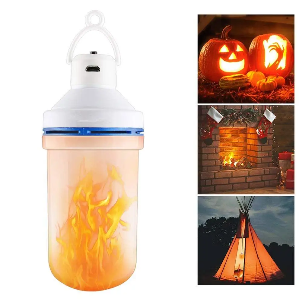 

5W Hanging Flame Bulb USB Rechargerable LED Flame Effect Fire Light Bulbs Flickering Emulation Decor LED Flame Lamp