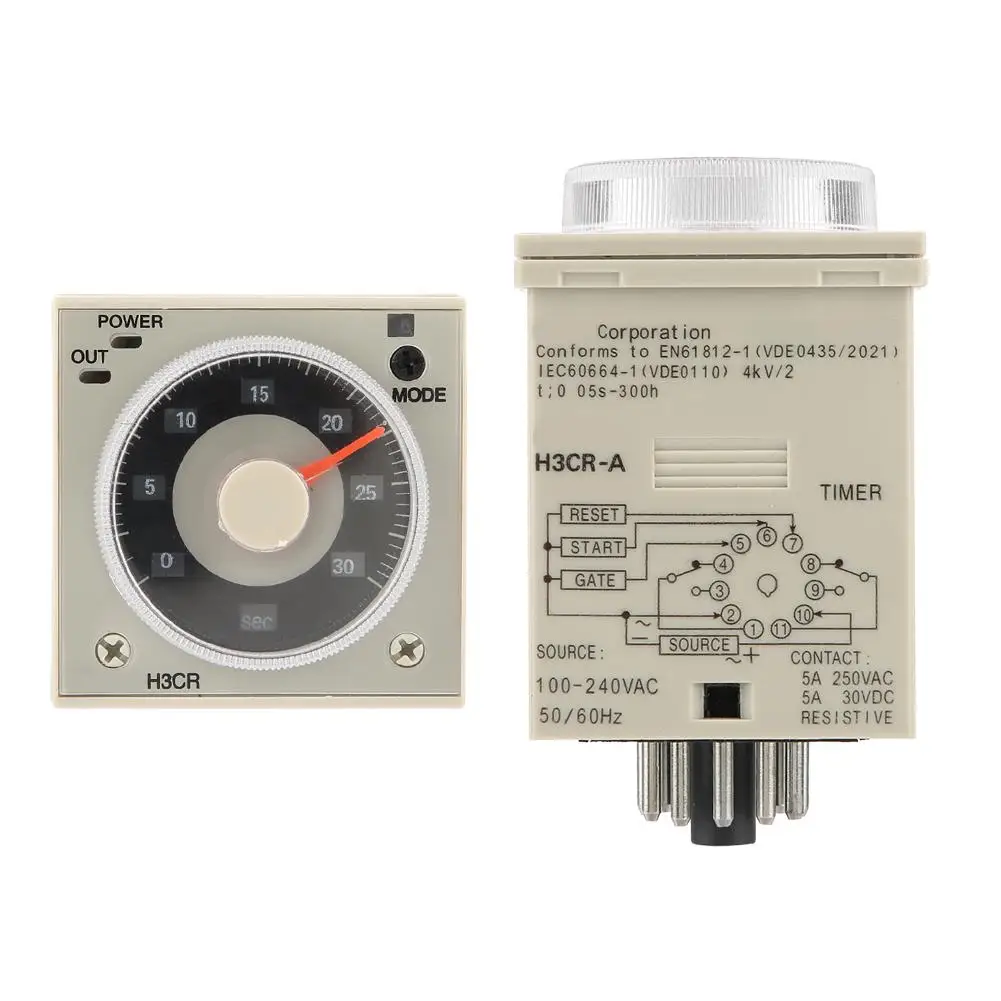 H3CR A реле времени задержки 0 5 S 300H управления ручкой 11 Pin 100 240VAC 125VDC 2019 2019|Реле| |