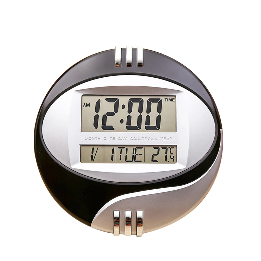 

LED Large Display Digital Wall Desk Alarm Clock with Temperature and Humidity (Black)