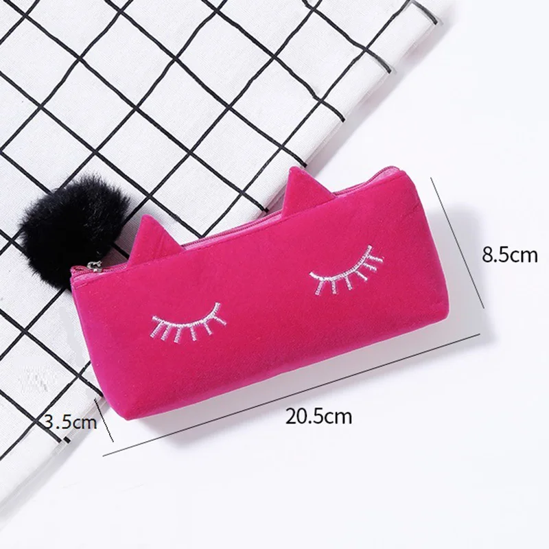 

1PC Cute Cat Pencil Case Large Capacity Plush Pen Case Kawaii Pencil Bag For Girls Kids Gifts School Supplies Korean Stationery