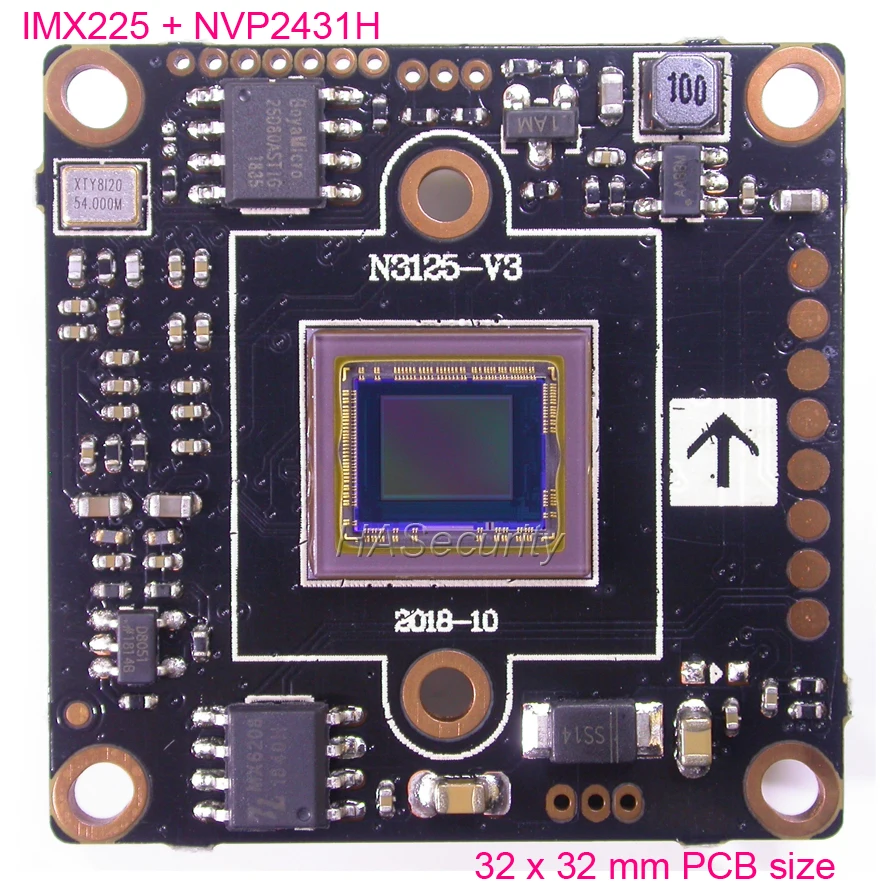 

32x32mm AHD-M (720P) / CVBS 1/3" Exmor IMX225 CMOS image sensor + NVP2431 CCTV camera PCB board module UTC (optional parts)