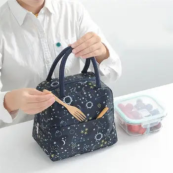 

Cute Floral Waterproof Thermal Cooler Picnic Lunch Bag Tote Planet Space Print Insulated Lunch Bag For Student Children Teenage