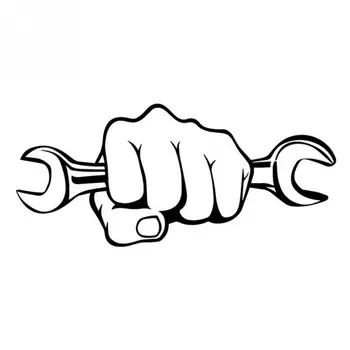

18*8CM Personalized Car Stickers Mechanic Holding A Wrench Funny Motorcycle Vinyl Decals Black/Silver
