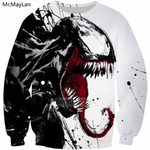 2018 New Horror Movie Venom Modis 3D Print Hip Hop Streetwear Sweatshirts Men/women Cool Crewneck Clothes Hoddies erkek mont 5XL