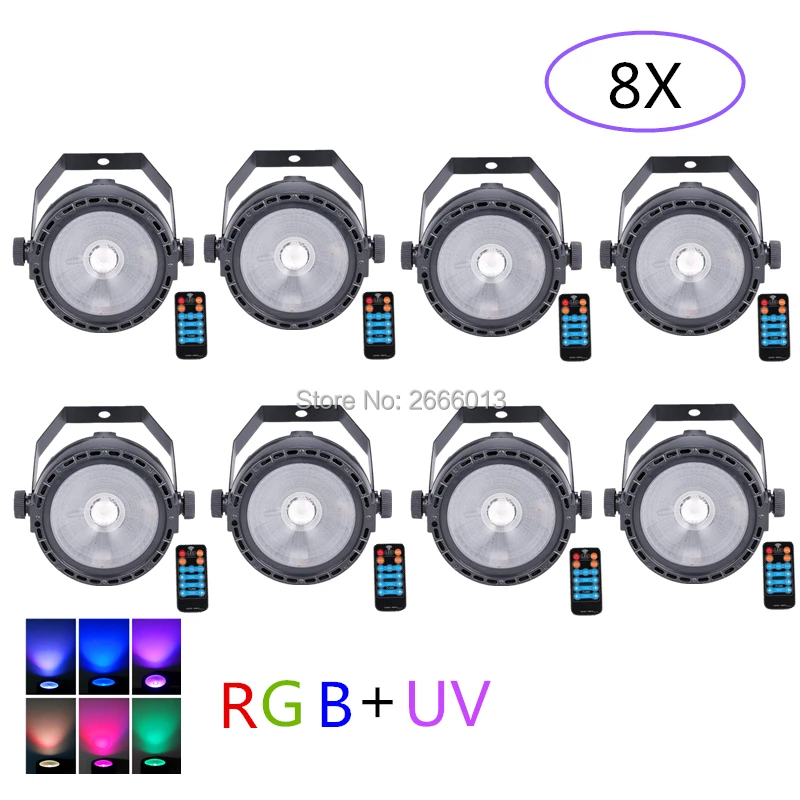 

8pcs/lot LED COB Stage Light For Disco DJ LED 30W RGB +UV COB Par Light Wireless Remote Control Wash Wall Effect Stage Lighting