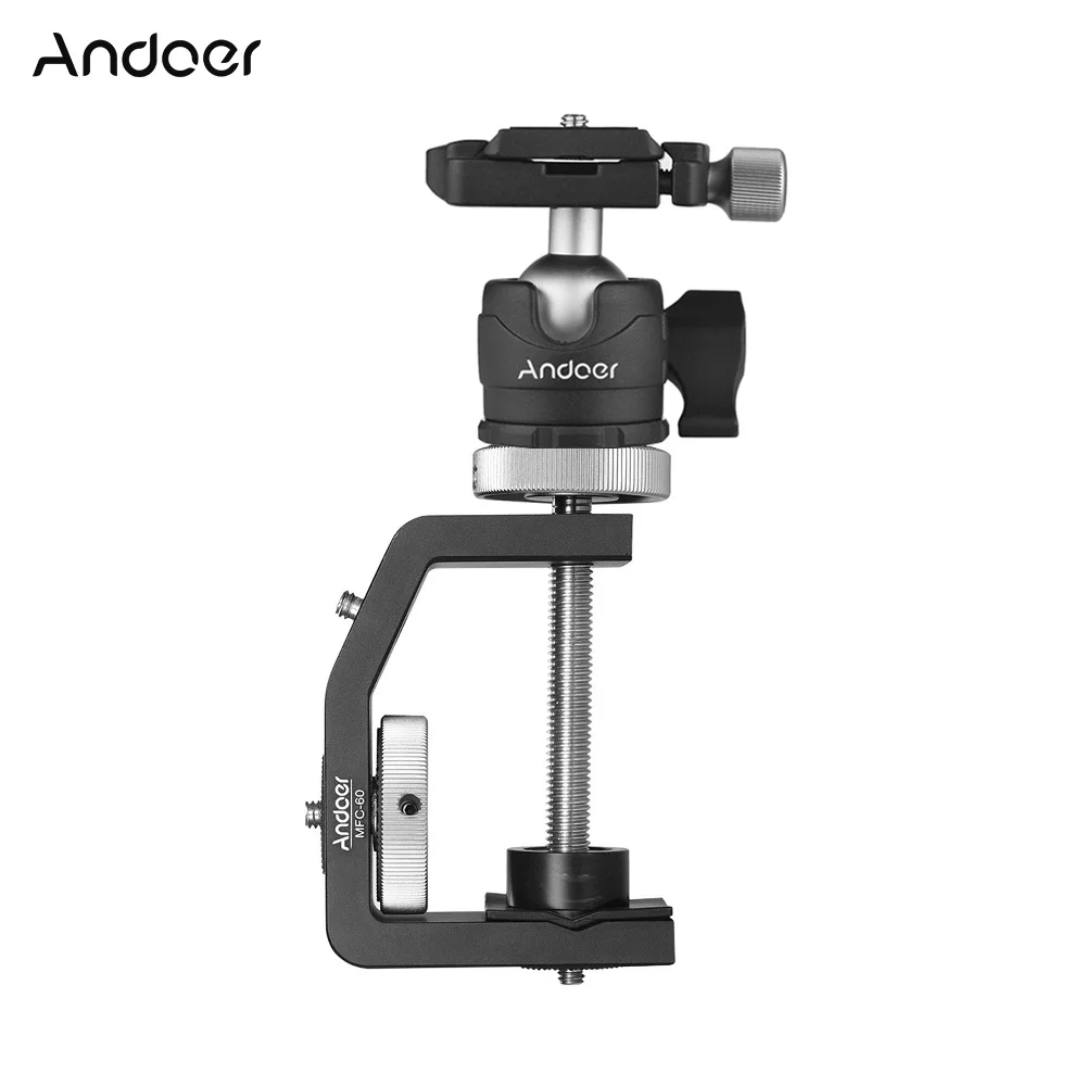 Andoer MFC 60 Сверхмощный зажим для дерева фотографий c образный с шаровой головкой