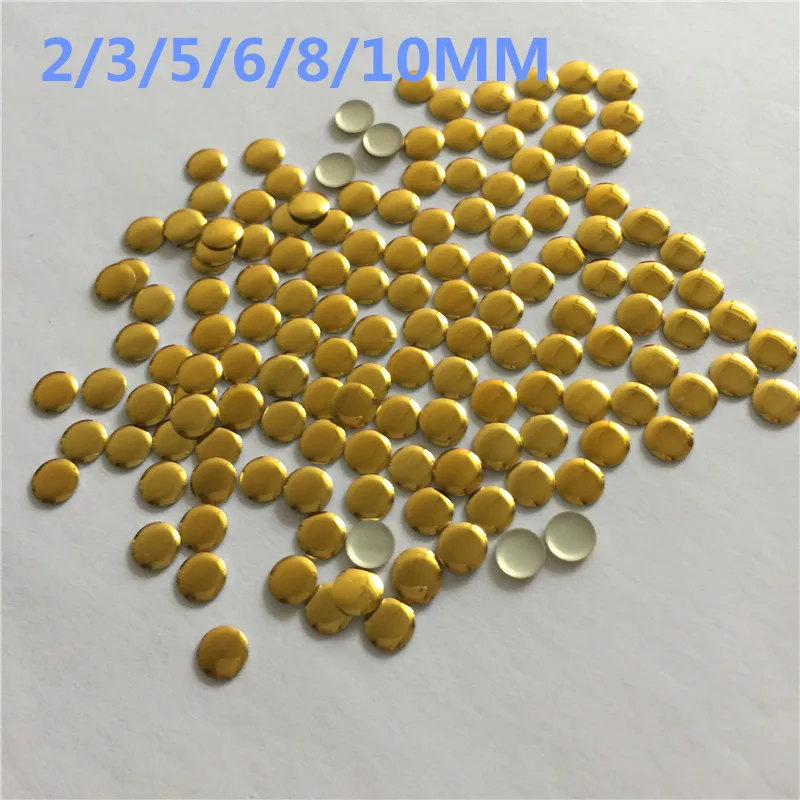 

Metal Hot-Fix Rhinestuds Round Shape 2/3/5/6/8/10mm Gold DIY For Garment Accessories Heat Transfer Nailheads Hot Fix Studs 300pc