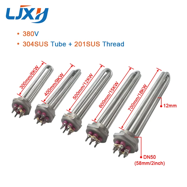 LJXH DN50 Water/Oil Heating Element Heater 304SS 220V/380V 6KW/9KW/12KW/15KW/18KW  for Heat-conducting Oil Stove/Reaction Kettle - AliExpress
