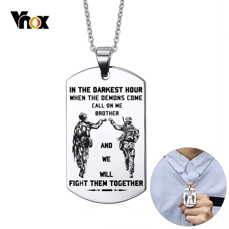 

Vnox Personalized Stainless Steel Fraternal Dog Tag for Men Motorcycle Army Solier Brothers Tough Man BFF Necklaces Custom Gift