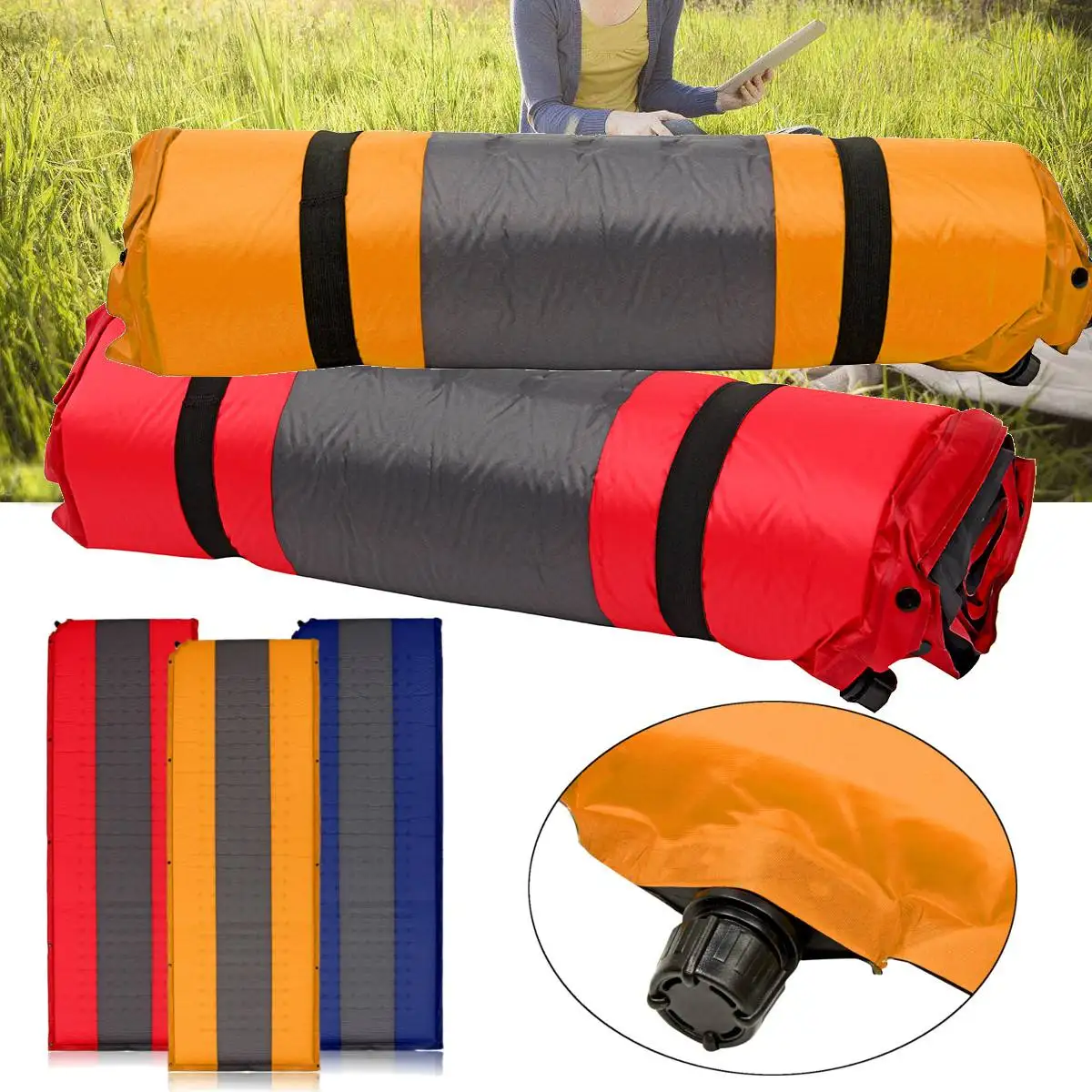 

Self Inflating Outdoor Camping Mat Foldable Picnic Pad Inflatable Sleeping Mattress 190x66x5cm Backpacking Travel 3 Colors