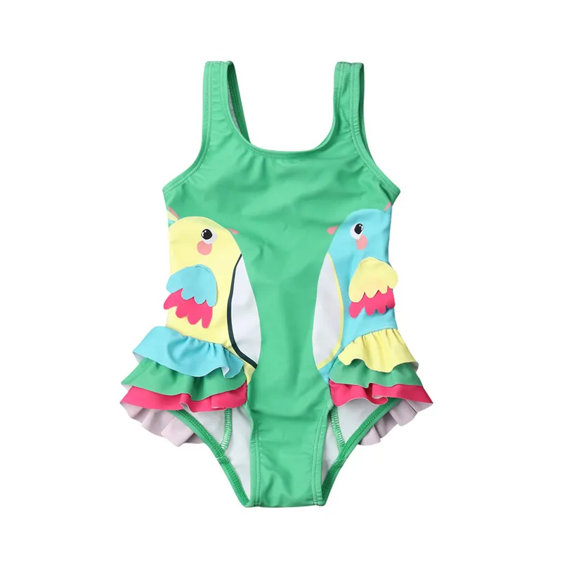 pudcoco Baby Girls Cartoon Birds Swim Bodysuits Bikini Swimwear