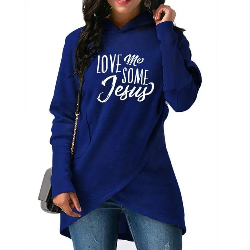 LOVE Me SOME Jesus Letters Print Split Hoodies For Women Kawaii Sweatshirts Hoodies Women Tops Cute Cotton Youth Female Street