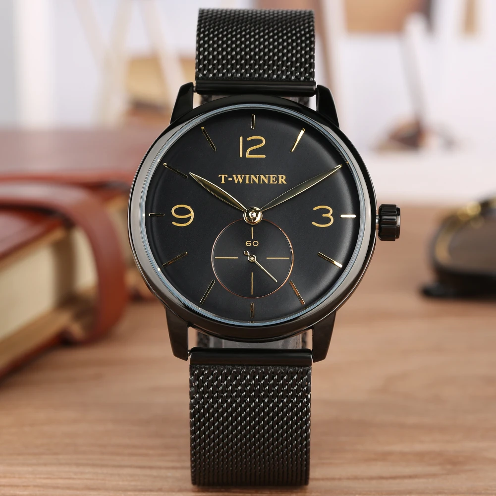 

Stainless Steel Mechanical Watch Arabic Digital Mechanical Watches Hand-wind Business Clock Top Brand Luxury reloj masculino