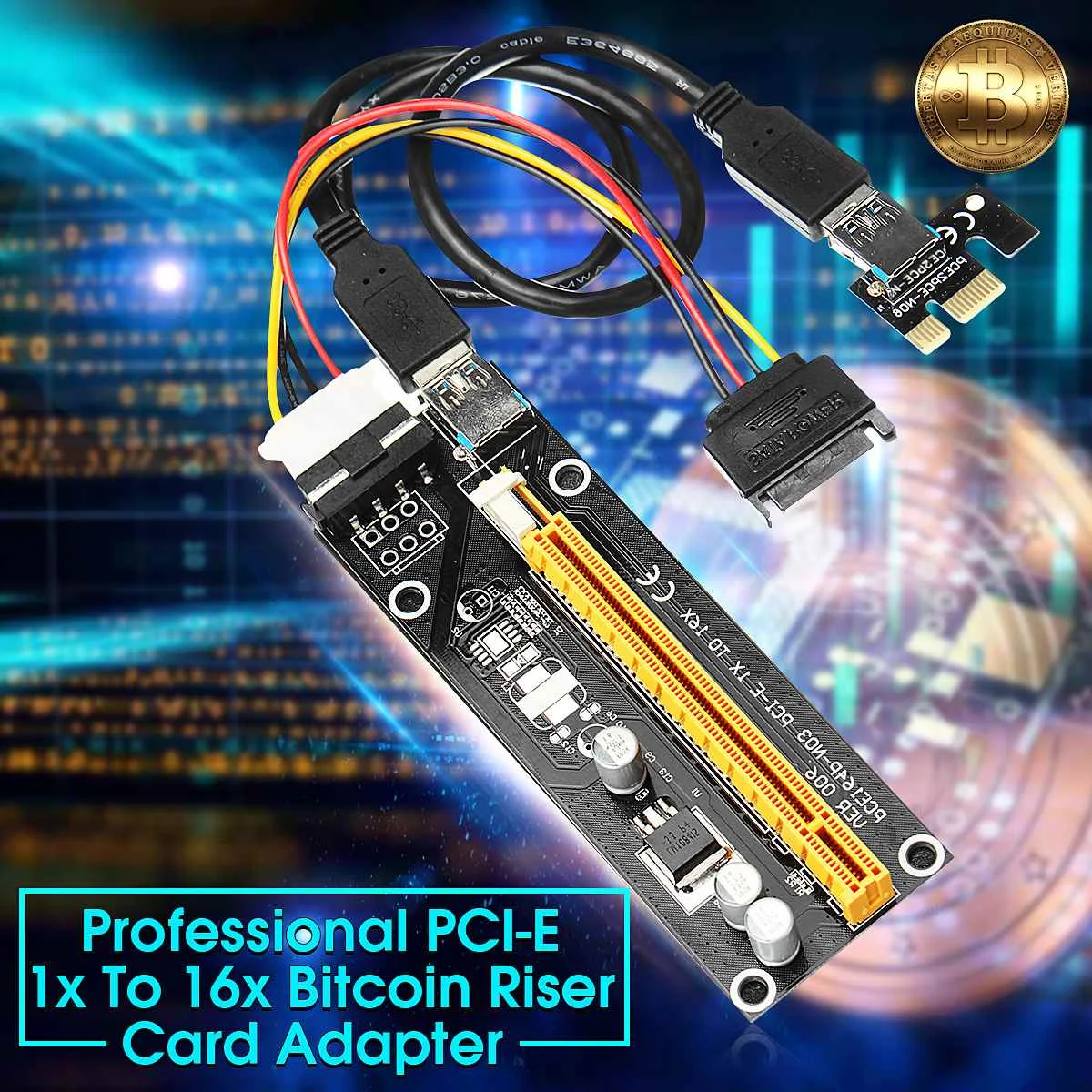 PCI-E 1x до 16x удлинитель Riser Card адаптер USB 3,0 кабель PCIE расширительные карты Riser Card BTC LTC ETH