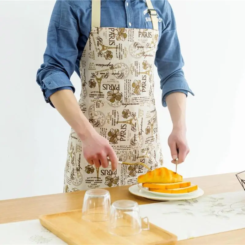 Модный Регулируемый хлопковый Кухонный Фартук с большими карманами без шариков
