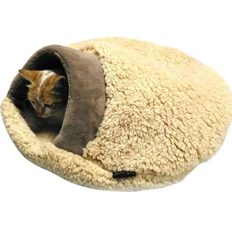 

Cat Sleeping Bag Super Soft Small Paw Print Hamburger Soft Ultra-Thick Self-Warming Cat Nest Winter Warm Pet House Pet Supplies