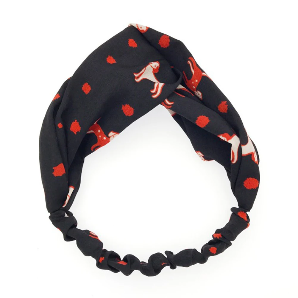 

Fashion Headbands Cute Dog Pattern Headband Twist Cross Knot Elastic Hair Band Turban DotHeadwrap Women Print Animals Headbands