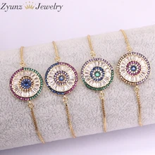 5 шт, новая мода смешанный цвет глаз браслет с Разноцветные кристаллы CZ Регулируемая цепочка-браслет