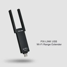 PIX-LINK USB Wi-Fi расширитель диапазона беспроводной Wifi повторитель двойная антенна WiFi Усилитель сигнала Усилитель Reapter 300 Мбит/с 802.11b/g/n