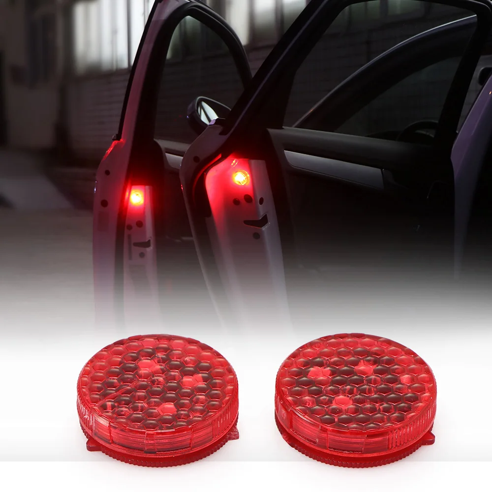 

1 Pair Universal Wireless Car Door Warning Light Red Strobe Flashing LED Door Open Safety Flicker Anti Rear-end Collision