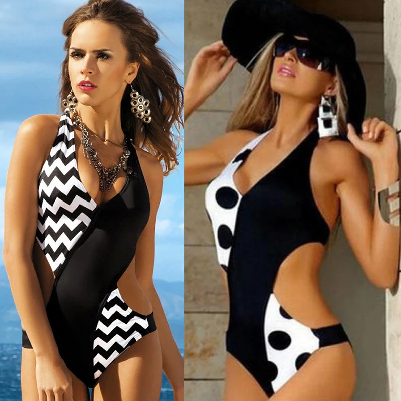 

2019 New Fashion Women Sexy One Piece Bikini Swimwear Push Up Swimsuit Bathing Suit Polka Dot Summer Beach Wear Female Bikinis
