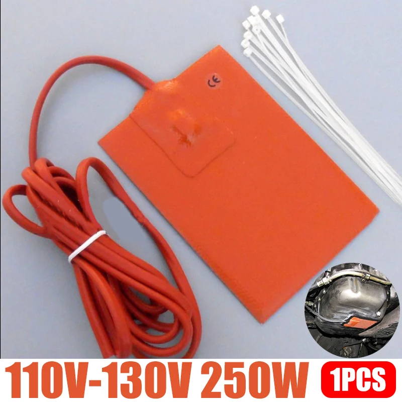 

Universal 1pc 250W 9x13cm Engine Oil Pan Sump Tank Heater Pad 110-130V Silicone Heater Pad Block Hydraulic Tank Heating Plate