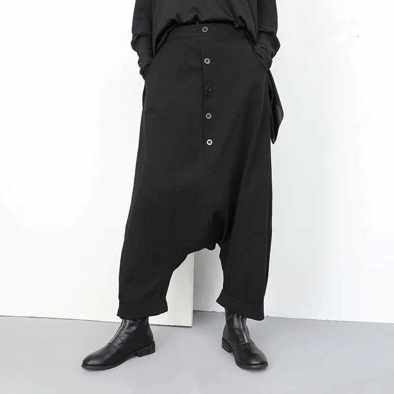 

Oversize Low Drop Crotch Trousers New Black High Waist Wide Leg Ankle-length Pants Women hip hop streetwear Baggy Harem Trousers